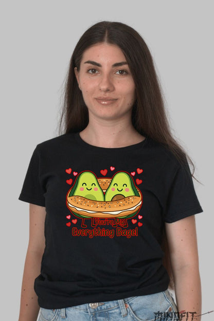 Tricou Valentine's Day Cuplu - You're My Everything Bagel dama negru