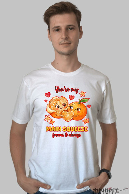 Tricou Valentine's Day Cuplu - You're My Main Squeeze Forever & Always barbat alb