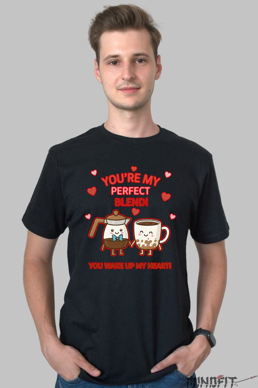 Tricou Valentine's Day Cuplu - You-re My Perfect Blend barbat negru
