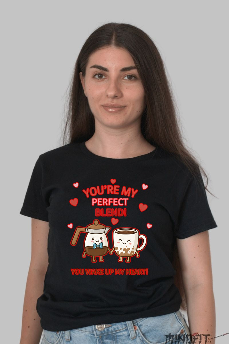 Tricou Valentine's Day Cuplu - You-re My Perfect Blend dama negru