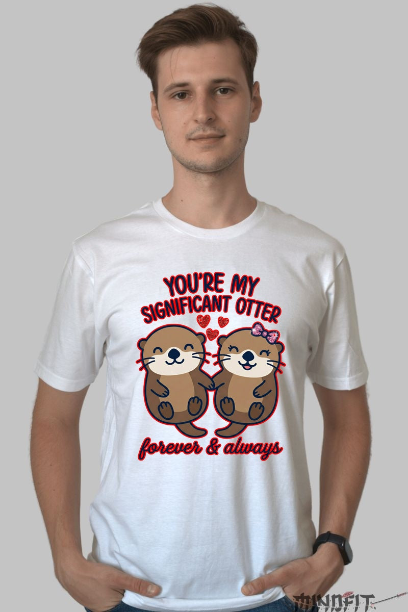 Tricou Valentine's Day Cuplu - You-re My Significant Otter barbat alb