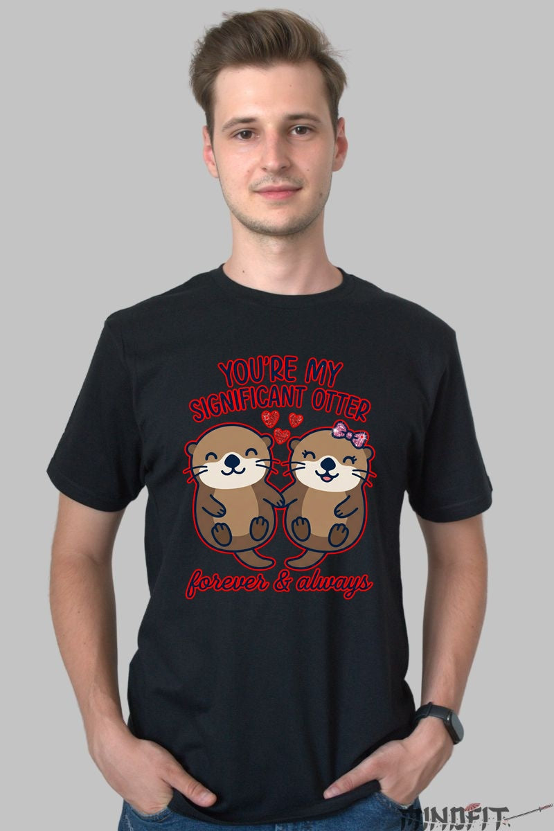 Tricou Valentine's Day Cuplu - You-re My Significant Otter barbat negru