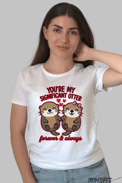 Tricou Valentine's Day Cuplu - You-re My Significant Otter dama alb