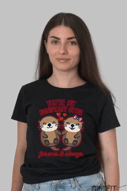 Tricou Valentine's Day Cuplu - You-re My Significant Otter dama negru