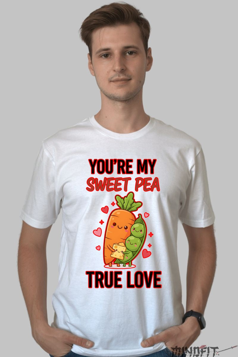 Tricou Valentine's Day Cuplu - You're My Sweet Pea True Love barbat alb