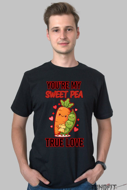 Tricou Valentine's Day Cuplu - You're My Sweet Pea True Love barbat negru