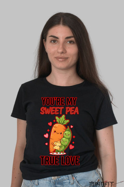 Tricou Valentine's Day Cuplu - You're My Sweet Pea True Love dama negru