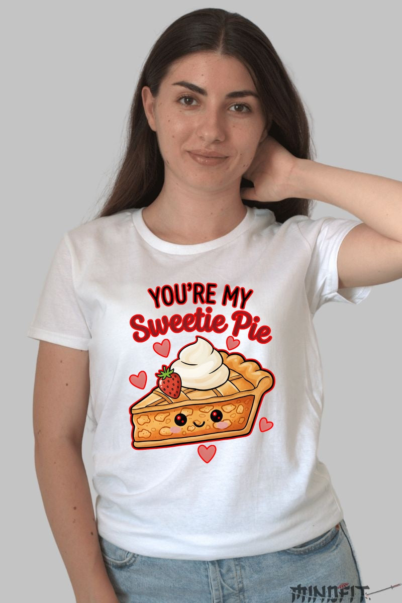 Tricou Valentine's Day Cuplu - You're My Sweetie Pie dama alb