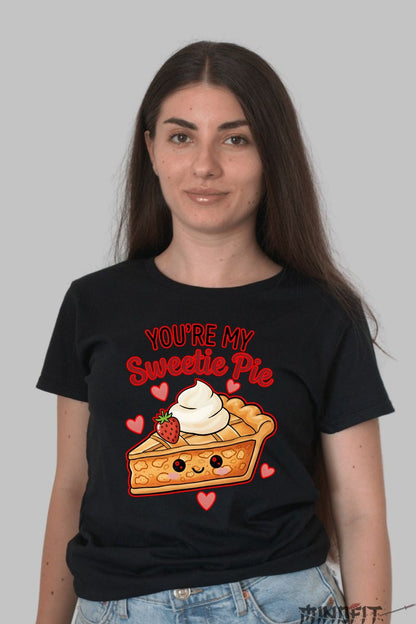 Tricou Valentine's Day Cuplu - You're My Sweetie Pie dama negru
