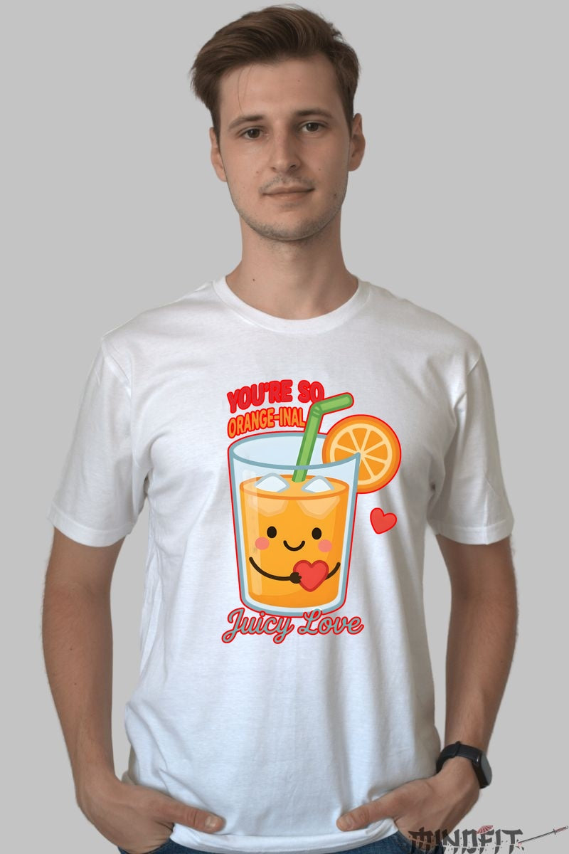Tricou Valentine's Day Cuplu - You're So Orange-inal, Juicy Love barbat alb
