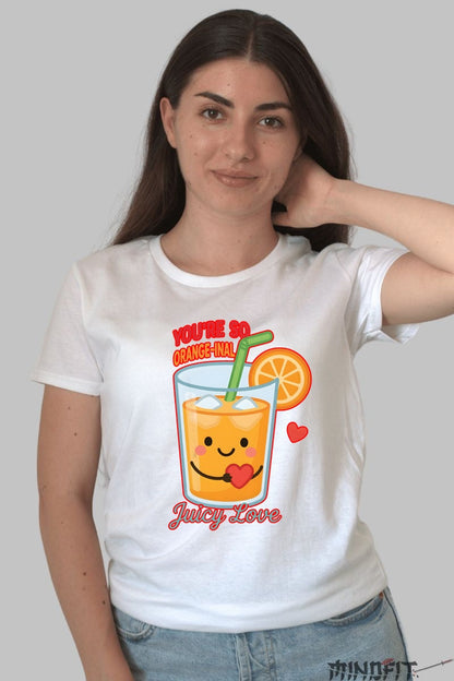 Tricou Valentine's Day Cuplu - You're So Orange-inal, Juicy Love dama alb