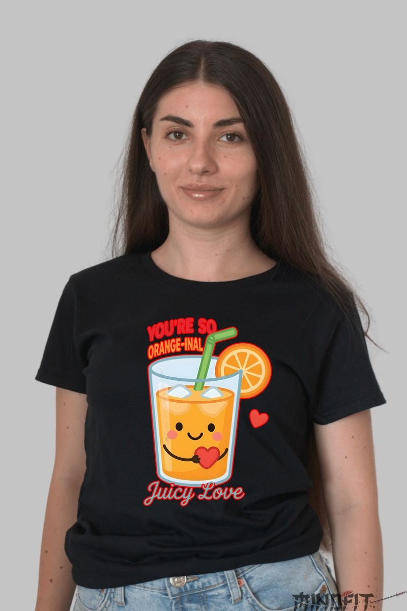 Tricou Valentine's Day Cuplu - You're So Orange-inal, Juicy Love dama negru