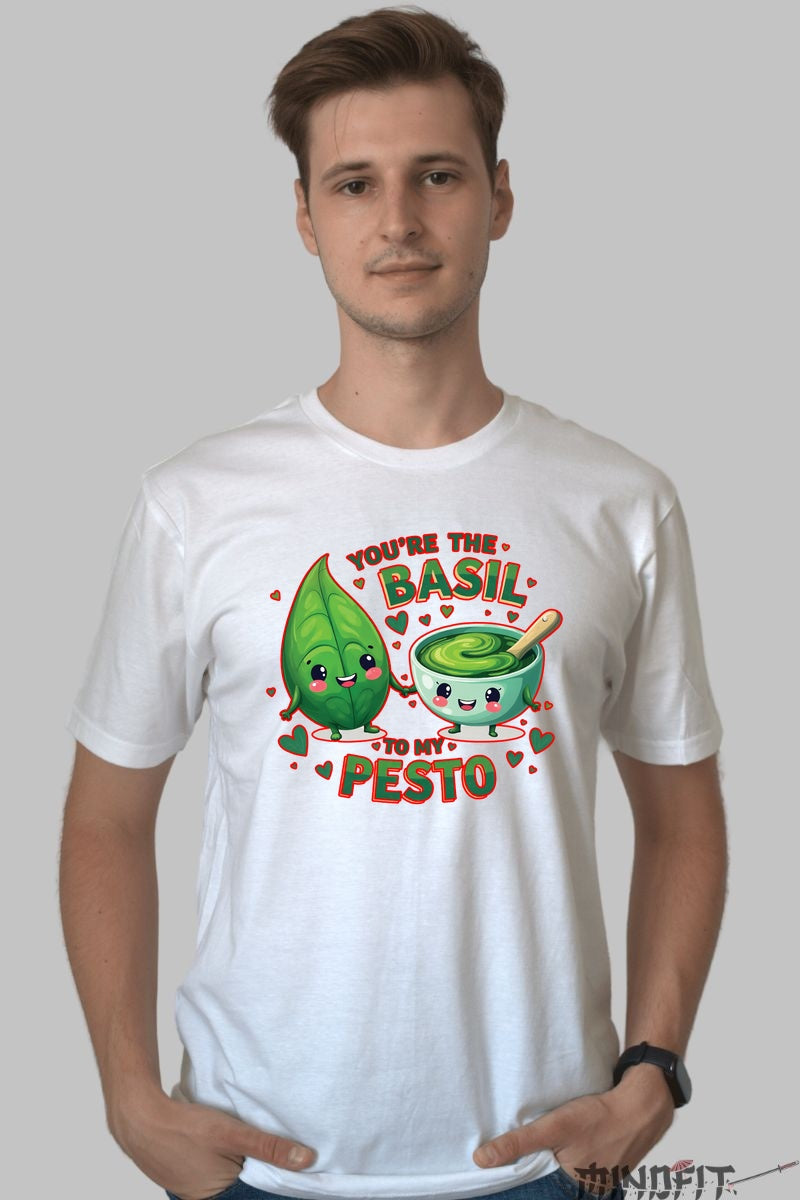 Tricou Valentine's Day Cuplu - You-re The Basil To My Pesto barbat alb