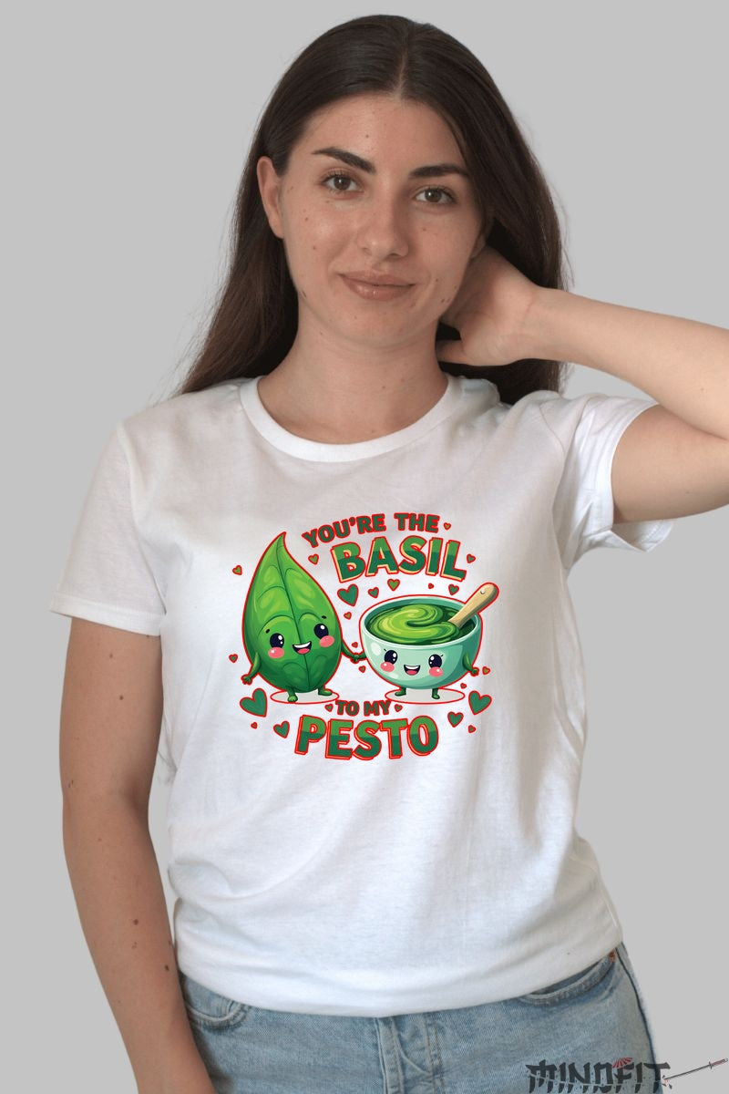 Tricou Valentine's Day Cuplu - You-re The Basil To My Pesto dama alb