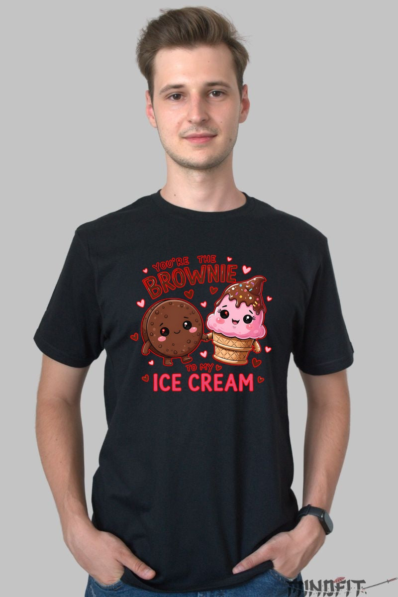 Tricou Valentine's Day Cuplu - You-re the Brownie to My Ice Cream barbat negru