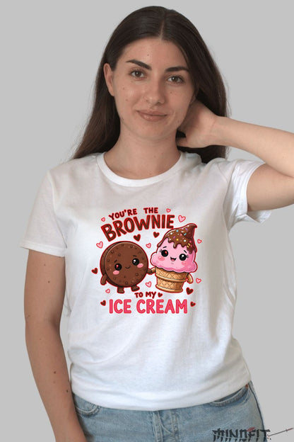 Tricou Valentine's Day Cuplu - You-re the Brownie to My Ice Cream dama alb