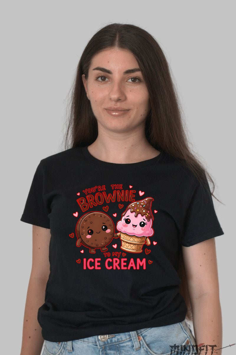Tricou Valentine's Day Cuplu - You-re the Brownie to My Ice Cream dama negru