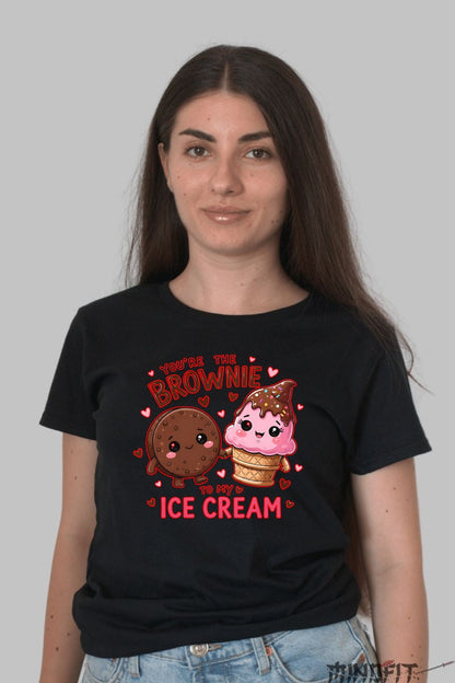 Tricou Valentine's Day Cuplu - You-re the Brownie to My Ice Cream dama negru