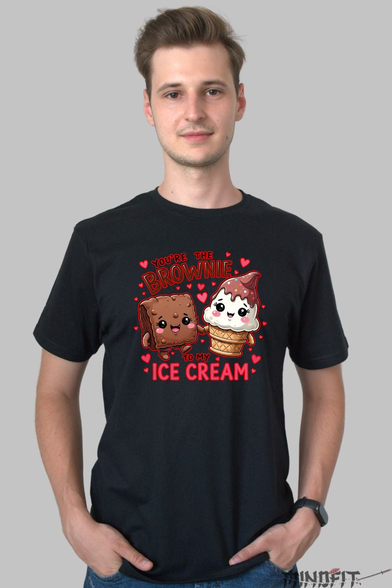 Tricou Valentine's Day Cuplu - You-re The Brownie To My Ice Cream barbat negru