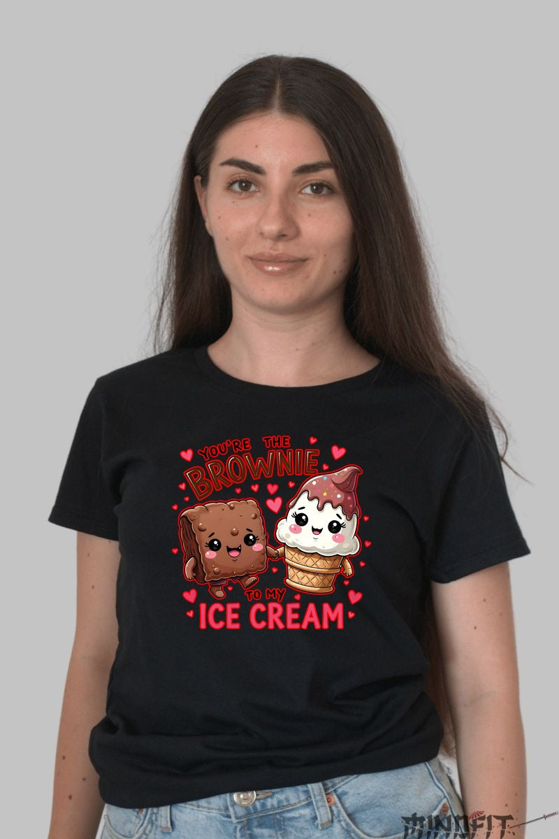 Tricou Valentine's Day Cuplu - You-re The Brownie To My Ice Cream dama negru