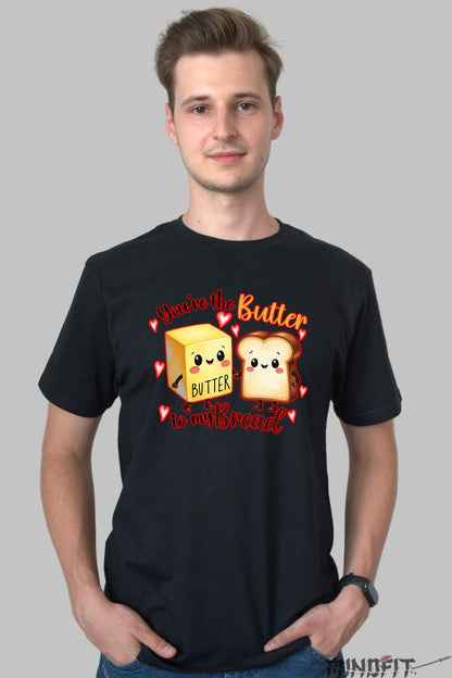 Tricou Valentine's Day Cuplu - You-re The Butter To My Bread barbat negru