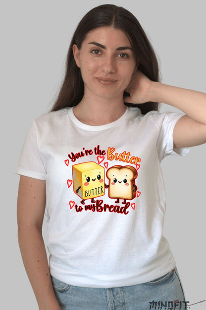 Tricou Valentine's Day Cuplu - You-re The Butter To My Bread dama alb