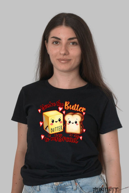 Tricou Valentine's Day Cuplu - You-re The Butter To My Bread dama negru