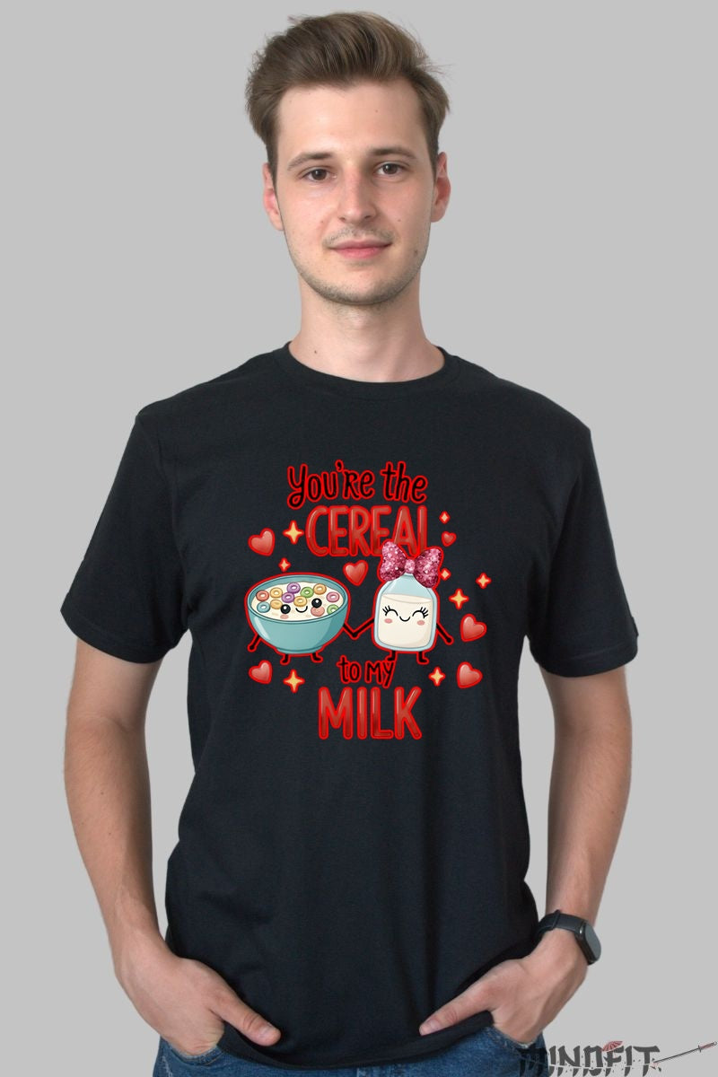 Tricou Valentine's Day Cuplu - You-re The Cereal To My Milk barbat negru