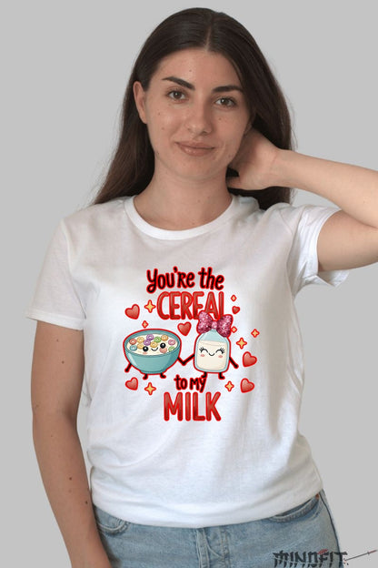 Tricou Valentine's Day Cuplu - You-re The Cereal To My Milk dama alb