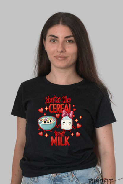 Tricou Valentine's Day Cuplu - You-re The Cereal To My Milk dama negru