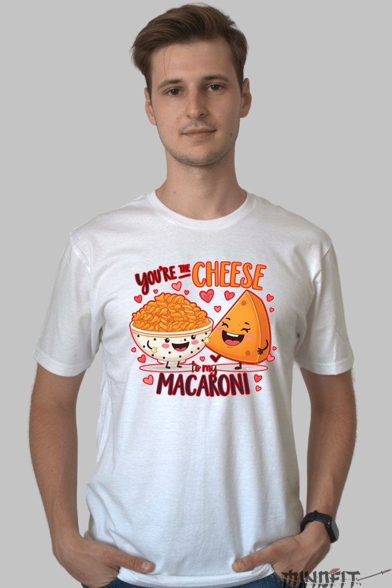 Tricou Valentine's Day Cuplu - You-re The Cheese To My Macaroni barbat alb