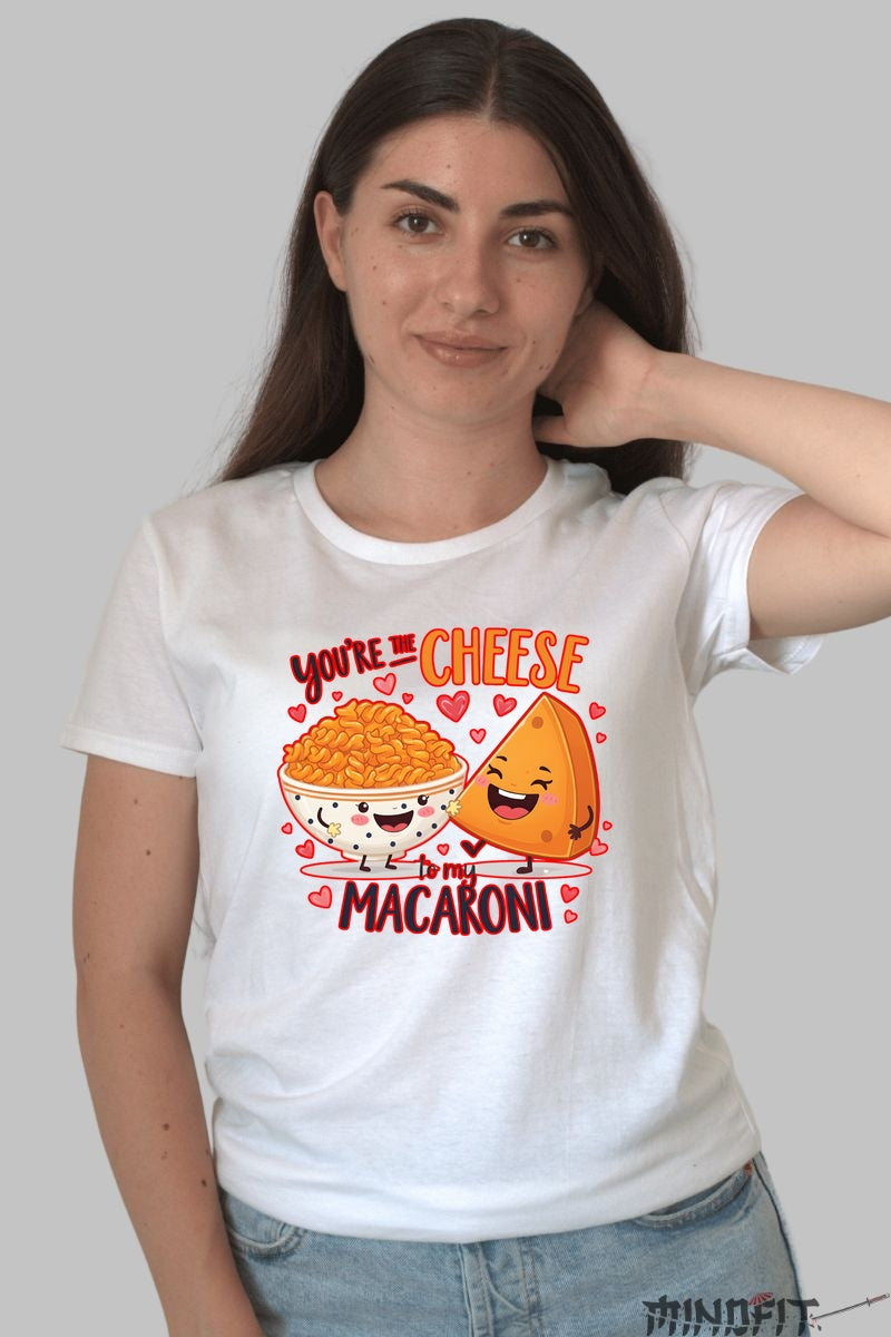 Tricou Valentine's Day Cuplu - You-re The Cheese To My Macaroni dama alb