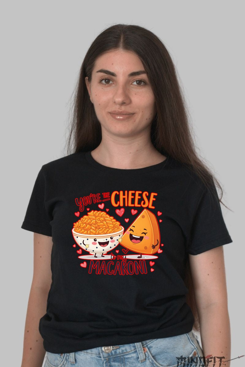 Tricou Valentine's Day Cuplu - You-re The Cheese To My Macaroni dama negru