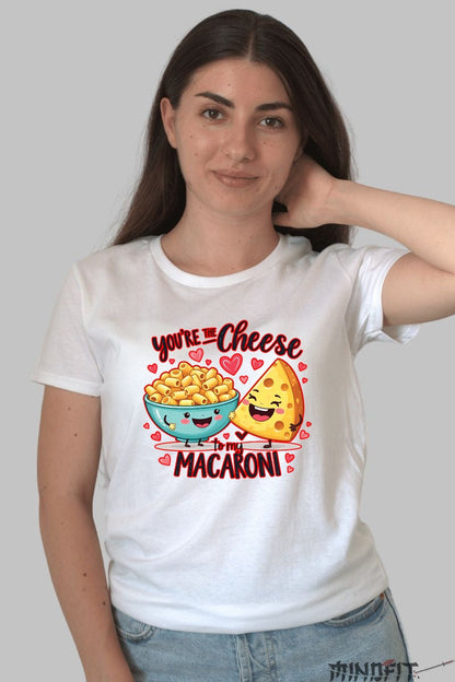 Tricou Valentine's Day Cuplu - You're The Cheese To My Macaroni dama alb