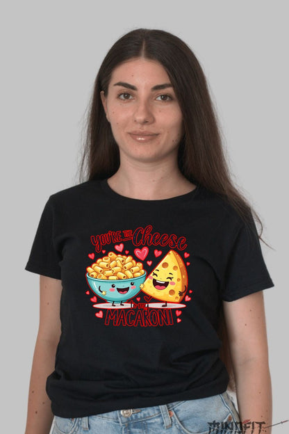 Tricou Valentine's Day Cuplu - You're The Cheese To My Macaroni dama negru
