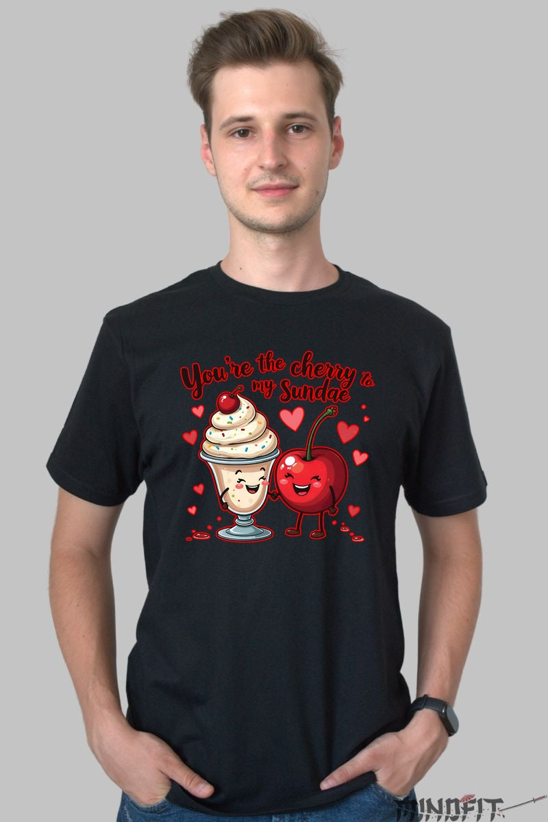 Tricou Valentine's Day Cuplu - You-re The Cherry To My Sundae barbat negru