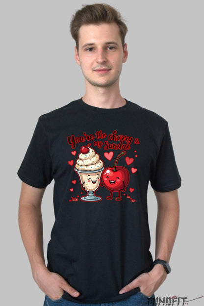 Tricou Valentine's Day Cuplu - You-re The Cherry To My Sundae barbat negru