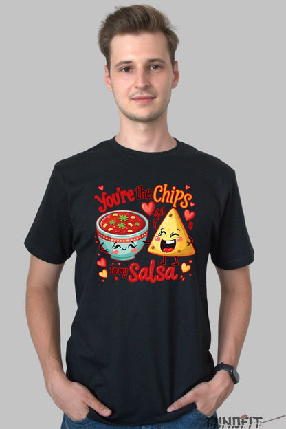 Tricou Valentine's Day Cuplu - You're the Chips to My Salsa barbat negru