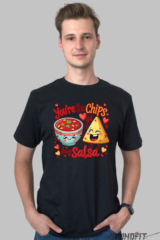 Tricou Valentine's Day Cuplu - You're the Chips to My Salsa barbat negru