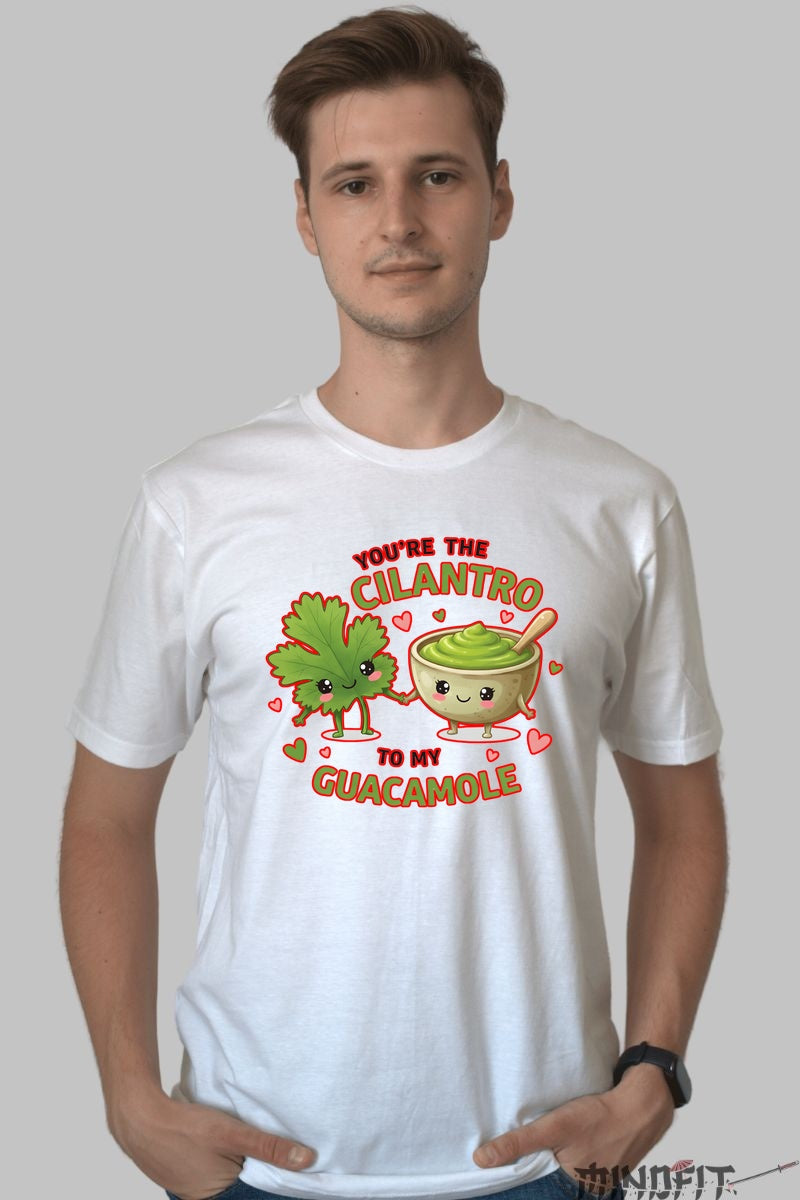 Tricou Valentine's Day Cuplu - You-re The Cilantro To My Guacamole barbat alb
