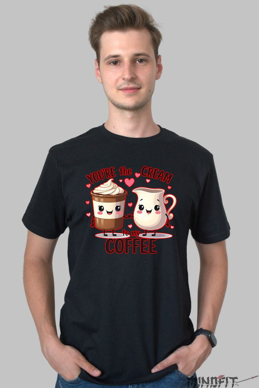 Tricou Valentine's Day Cuplu - You-re The Cream To My Coffee barbat negru