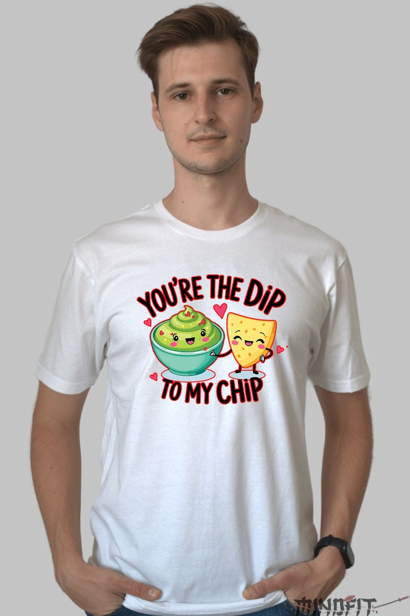 Tricou Valentine's Day Cuplu - You-re The Dip To My Chip barbat alb