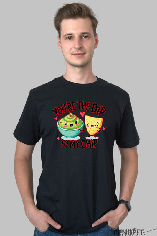 Tricou Valentine's Day Cuplu - You-re The Dip To My Chip barbat negru