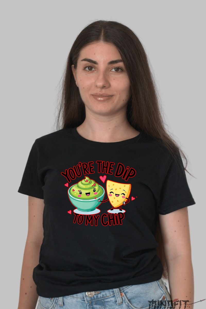 Tricou Valentine's Day Cuplu - You-re The Dip To My Chip dama negru