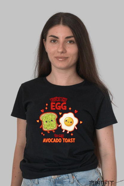 Tricou Valentine's Day Cuplu - You-re The Egg To My Avocado Toast dama negru