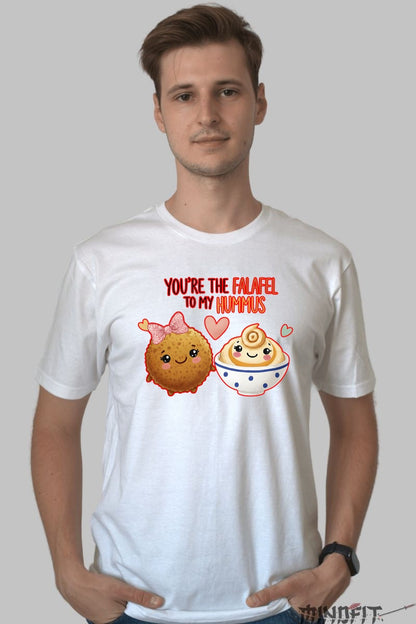 Tricou Valentine-s Day Cuplu - You-re The Falafel To My Hummus barbat alb