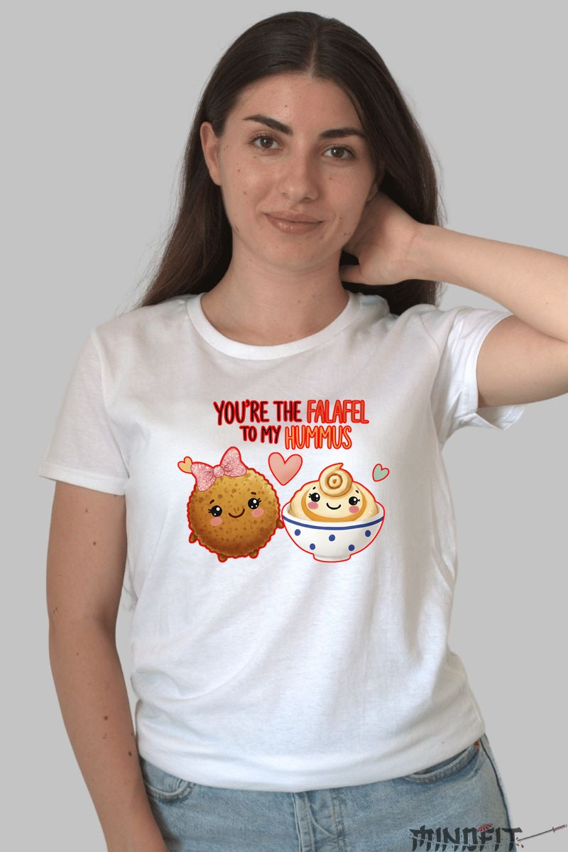 Tricou Valentine-s Day Cuplu - You-re The Falafel To My Hummus dama alb