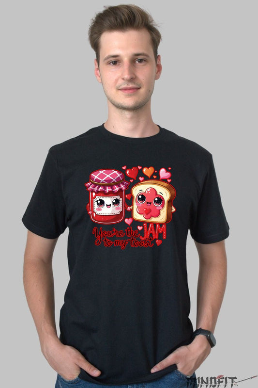 Tricou Valentine's Day Cuplu - You-re The Jam To My Toast barbat negru