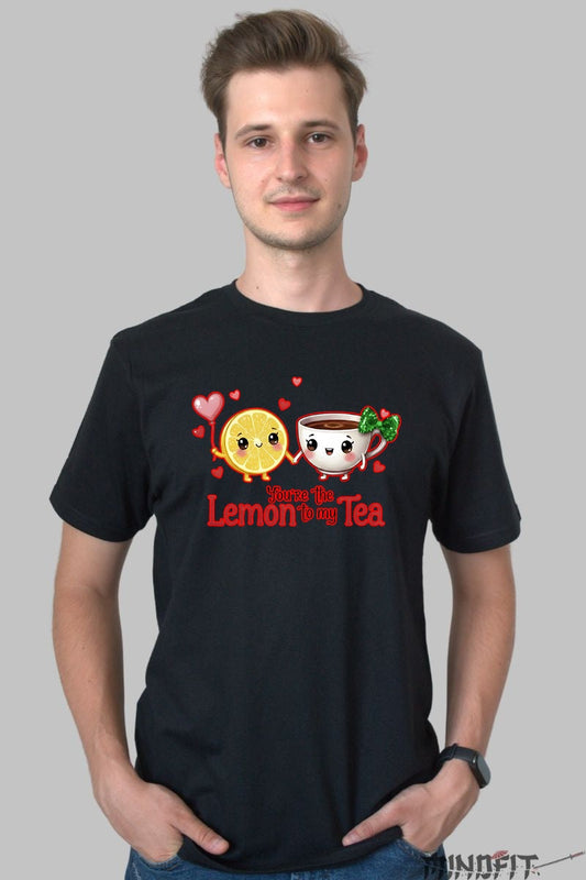 Tricou Valentine's Day Cuplu - You're the Lemon to My Tea barbat negru
