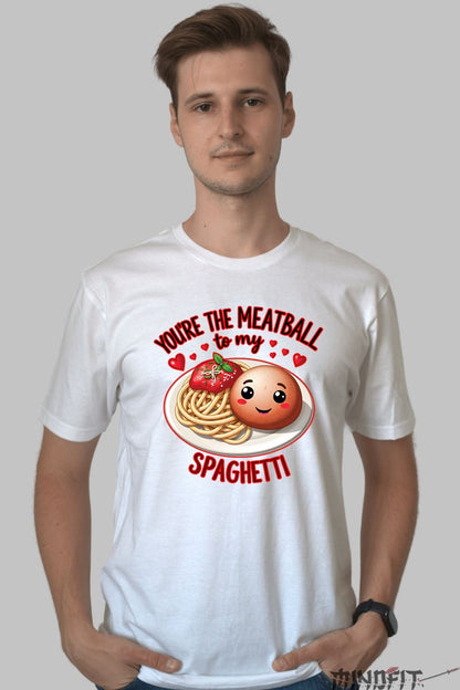 Tricou Valentine's Day Cuplu - You-re The Meatball To My Spaghetti barbat alb